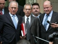 Troika members Ischinger (left), Bostan-Kharchenko, and Wisner in Belgrade on August 10 (AFP)