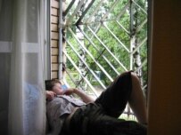 A patient takes a break at the Kvartal treatment center (Courtesy Photo)