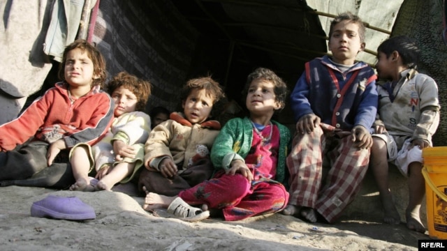 Afghan refugees at a United Nations High Commissioner for Refugees (UNHCR) camp in Kabul. 