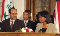 Al-Maliki (left) greets U.S. Secretary of state Condoleezza Rice in Baghdad on October 5 (epa)