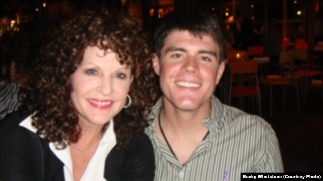 Becky Whetstone (left) with her son, U.S. Marine Lance Corporal Benjamin Whetstone Schmidt, who died in October 2011