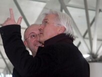 Steinmeier (right) with Georgian counterpart Gela Bezhuashvili in Tbilisi on February 19 (epa)