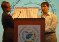 Richard Atwood of JEMB with ballot to be used in Zabul Province