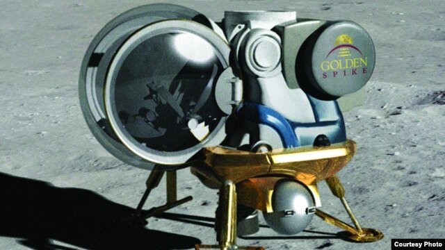 An artist's rendering of the Golden Spike moon lander