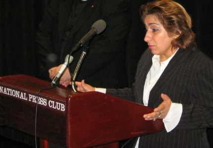 Pascale Warda speaking in Washington, D.C. (RFE/RL)