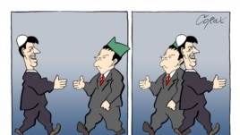 Karikatura Predraga Koraksića Coraxa - Hašim Tači i Ivica Dačić