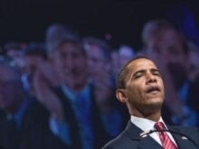 U.S. -- Barack Obama addresses the policy conference of the American Israel Public Affairs Committee (AIPAC) in Washington, DC, 04Jun2008
