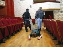Daghestan  - A scene from a rehearsal of Natalia Pelevine’s ‘In Your Hands’ at a theater in Makhachkala, Apr2008
