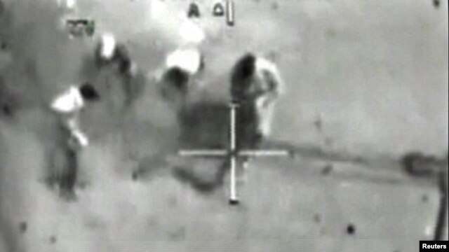 A video grab from cockpit recordings shows Iraqis being shot from a U.S. Apache helicopter on July 12, 2007. Reuters photographer Namir Noor-Eldeen also died in the incident.