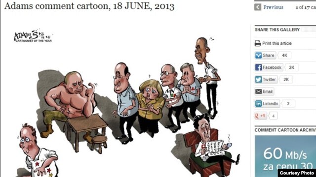 Рисунок карикатуриста Кристиана Эдамса в газете Daily telegraph  