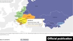 Freedom House ұйымының 2016 жылғы әлемдегі баспасөз еркіндігі жөніндегі есебінен скриншот.