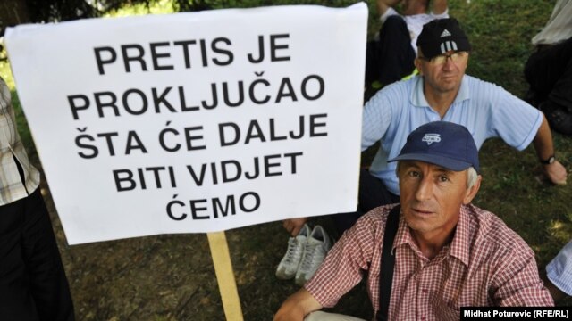 Protest radnika pretisa, Sarajevo, 1. avgust 2012.