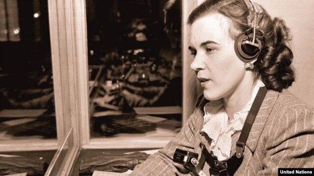 Nadine Pokrosky, who translated from Russian into French for the UN, in a March 1948 photo.