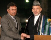 Musharraf (left) with Afghan President Hamid Karzai (file photo) (epa)