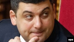 Ukrainian parliament speaker and the leading candidate for prime minister Volodymyr Hroysman takes part in a parliament session in Kyiv on April 12.