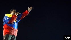 Acting Venezuelan President Nicolas Maduro delivers a speech during his campaign in Maracaibo.