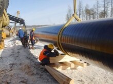 Russia -- A section of the East Siberia - Pacific Ocean pipeline that is currently under construction, 21Mar2007