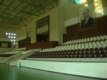 Portraits of President Ilham Aliyev, who previously headed Azerbaijan's Olympic Committee, and his late father, Heidar Aliyev, watch over an empty gym