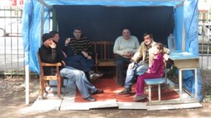 A recent political protest in the heart of Zugdidi