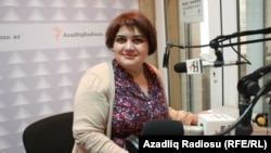 Khadija Ismayilova, in the studio at RFE/RL's bureau in Baku.