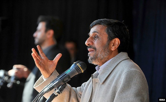Ahmadinejad speaks during a trip to Iran's West Azerbaijan Province on May 5.