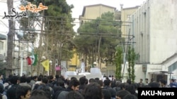 Students protesting at Amir Kabir University in Tehran on February 22.