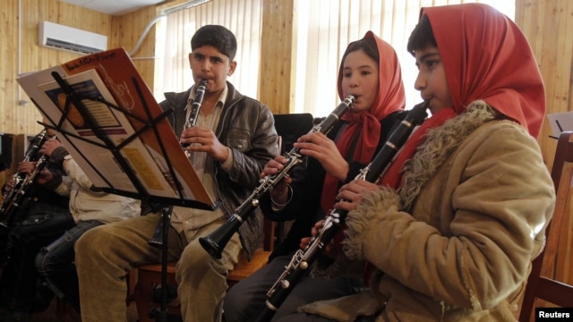 A group of youngsters from the Afghanistan National Institute of Music to perform at the Kennedy Center in Washington on February 7.