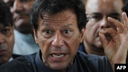 Pakistani politician Imran Khan during an appearance before the Supreme Court in Islamabad in early August.