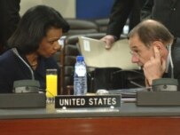 Condoleezza Rice (left) came to Brussels to rally NATO support at today's meeting (NATO)