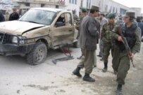 Afghan soldiers at the scene of a mid-January suicide attack in Kandahar (epa)