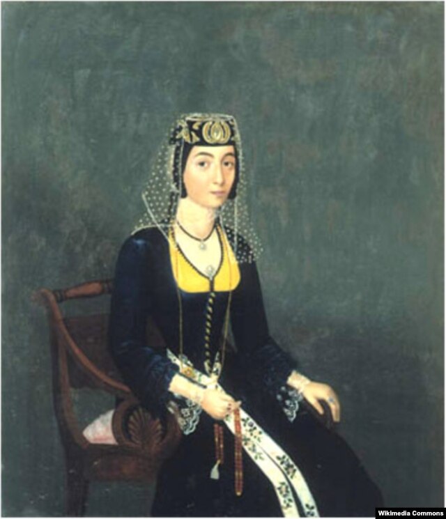Knyaginya Melikishvili. 19-cu əsrin ortaları, Rəssam Akop Ovnatanyan. Erməni əsilli Melikishvili-lər Şah Abbas zamanında İslamı qəbul etmiş və bundan sonra Lori vilayətinin idarəçiliyi onlara tapşırılmışdı.