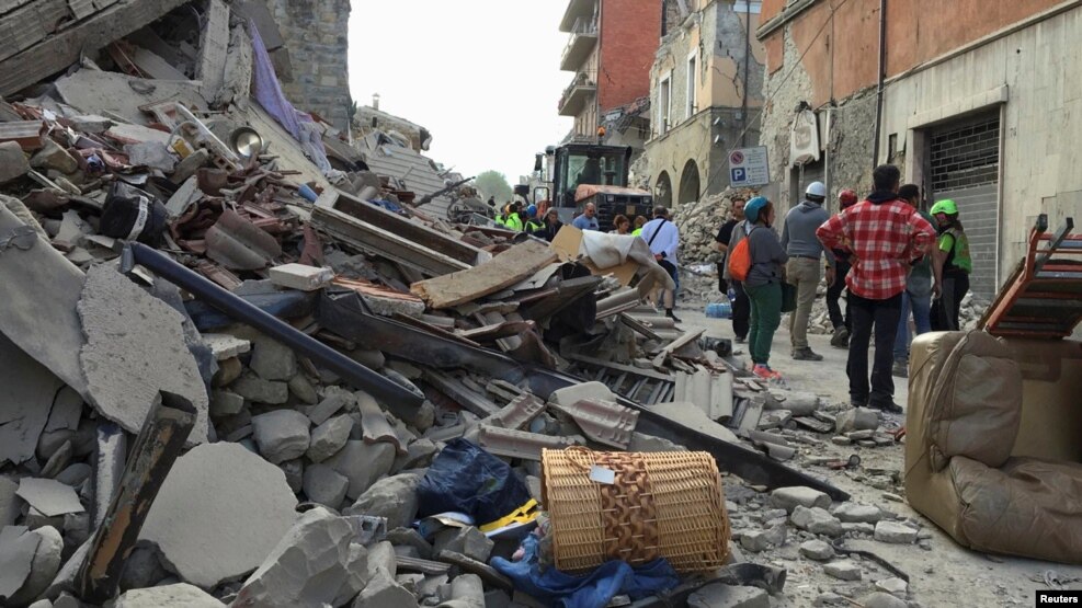 Իտալիա - Երկրաշարժի պատճառած ավերածությունները Ամատրիչե քաղաքում, 24-ը օգոստոսի, 2016թ․