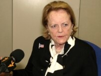 Julie Finley at RFE/RL's Prague headquarters today (RFE/RL)