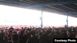 Striking workers in Zhanaozen