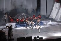 A dance performance in Bishkek today that was part of the anniversary celebration (RFE/RL)