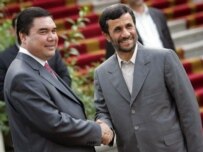 Presidents Berdymukhammedov (left) and Ahmadinejad -- not so friendly anymore?