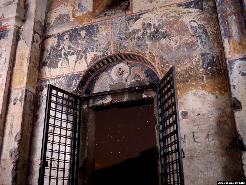Inside the Church of St Gregory of&nbsp;Tigran Honents. Many of the frescoes inside have been literally defaced. The damage done to Ani may be at an end now that UNESCO has some jurisdiction over the ruins; but outside the UNESCO site, the Armenian heritage in Turkey is at the mercy of a state that seems eager to forget Armenians existed in the region at all.