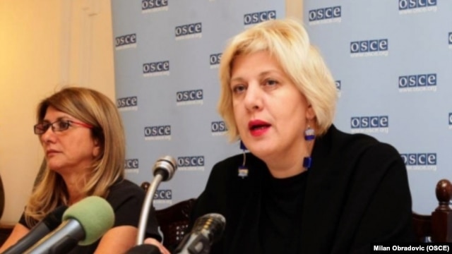 Predstavnica OEBS-a za slobodu medija Dunja Mijatović na skupu, foto: OSCE/Milan Obradović