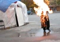 Asan Erkinbaev set himself ablaze in Jalalabad city today (RFE/RL)
