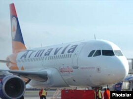 Armenia -- A passenger jet belonging to the national Armavia airline.