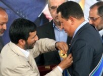 Ahmadinejad (left) with Hugo Chavez in Tehran in July 2006 (epa)