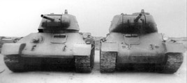 Модификации танков Т-34 - слева модель 1943 года, справа 1941 года