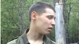 Kazakh border guard Vladislav Chelakh in a still from a YouTube video clip