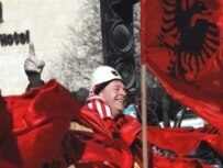 There were jubilant scenes in the capital, Pristina (AFP)