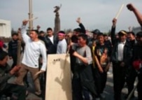 Protesters in Bishkek today