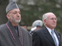 Prime Minister John Howard (right) with President Karzai in Kabul last month (epa)