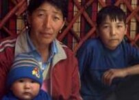 Sonya Umetalieva and her kids in their yurt