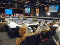 The opening of the conference today (epa)