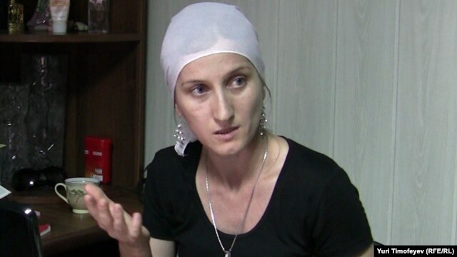 Daghestani lawyer Sapiyat Magomedova in June 2010, shortly after she was beaten and detained by police officers.