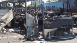 Autobusi i shkatërruar nga sulmi në Burgas të Bullgarisë më 18 Korrik 2012 